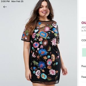 Floral mesh black dress